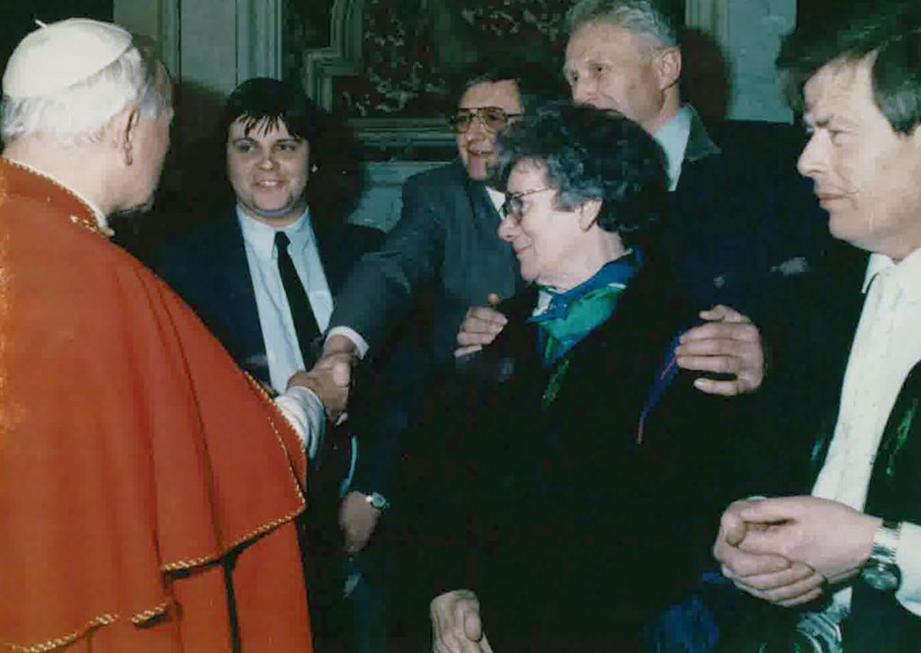 C.J. 'Ronnie' Falconer, and son Gary Falconer, meeting Pope John Paul II, St. Patrick's Day 1987.
